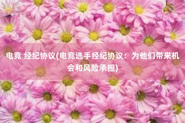 电竞 经纪协议(电竞选手经纪协议：为他们带来机会和风险承担)