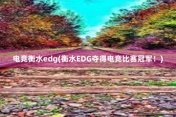 电竞衡水edg(衡水EDG夺得电竞比赛冠军！)